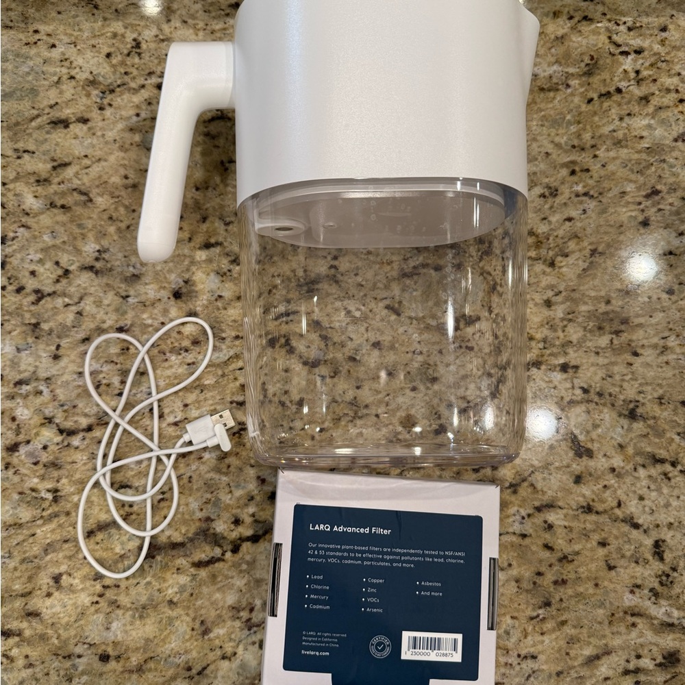 LARQ-White Water Pitcher with Clear Carafe, UV light, one filter